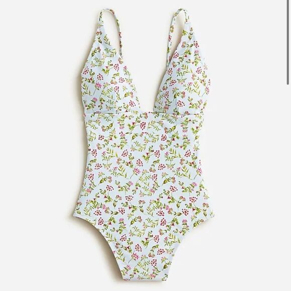 NWT J.Crew Plunge one-piece in cloud meadow floral size 24 - Picture 2 of 7